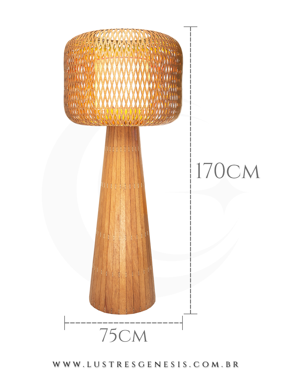 Luminária de Chão Coluna Lanterna Rustico de Madeira Redondo para Sala de Jantar, Cozinha, Quarto de Casal e Mesa Sala Jantar Lustres Genesis